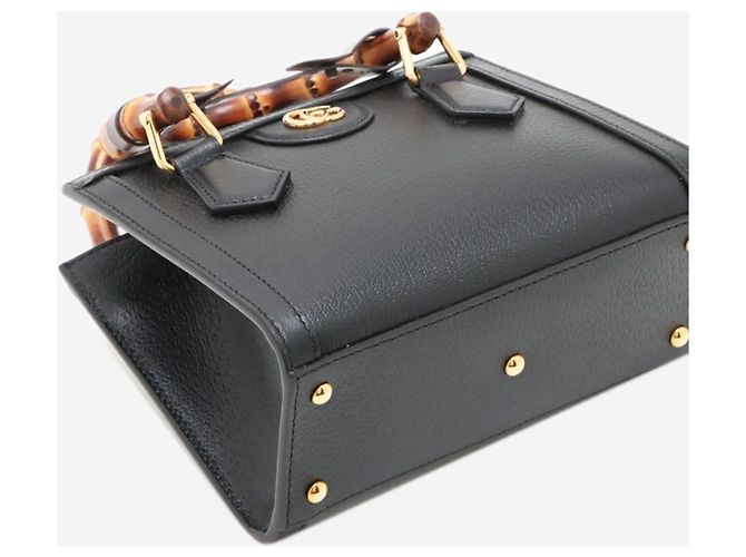 Gucci Borsa 2way Diana in pelle Black Bamboo Nero - vista 4