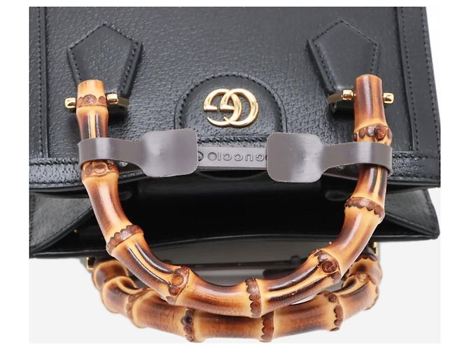 Gucci Borsa 2way Diana in pelle Black Bamboo Nero - vista 5