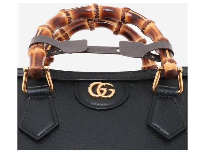Gucci Borsa 2way Diana in pelle Black Bamboo Nero - vista 6