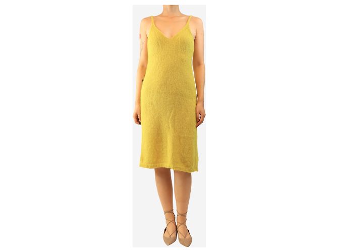 Dries Van Noten Gelbes Strick-Midikleid - size S - Ansicht 3