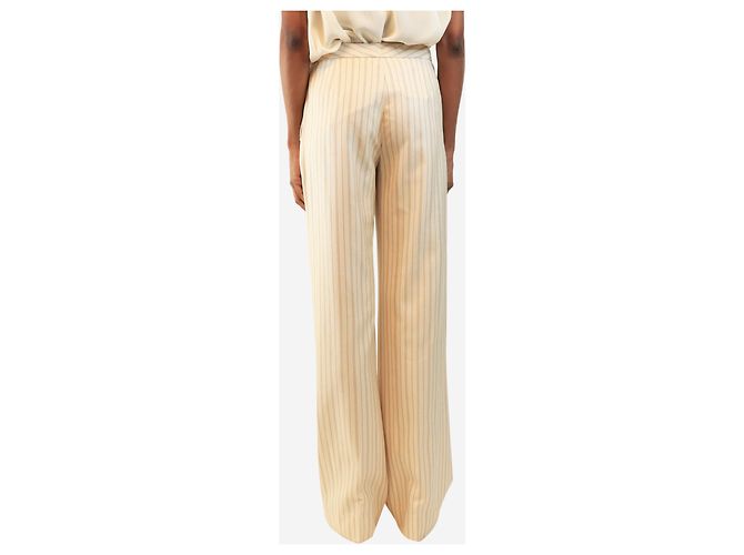 Loro Piana Pantalones beige de raya diplomática - size UK 10 - vista 3