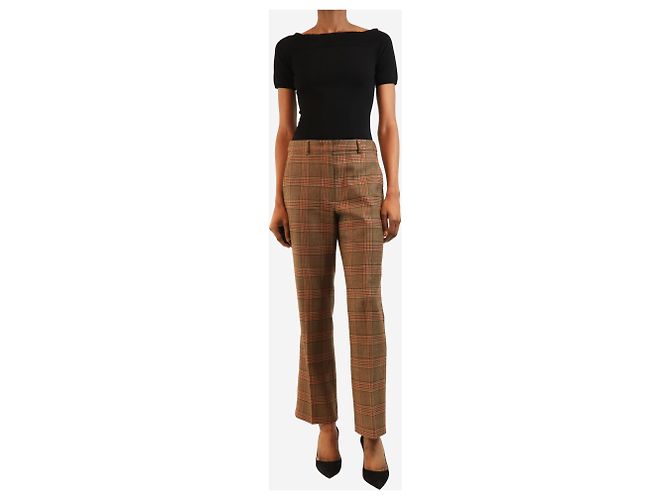 Weekend Max Mara Pantalones de cuadros ajustados marrones - size UK 8 Castaño - vista 2