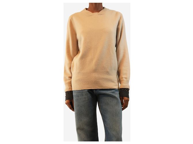 Gabriela Hearst Beiger Marnie-Pullover mit verzierten Bündchen - Größe S - Ansicht 3