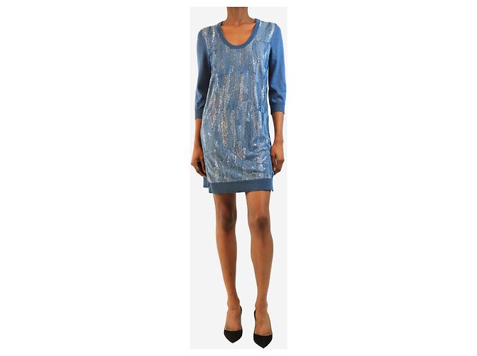 Louis Vuitton Blaues Mini-Strickkleid mit Pailletten - size XS - Ansicht 3