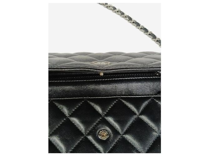 Wallet On Chain Chanel Carteira On Chain acolchoada em pele de cordeiro preta 2018 Preto - vista 12