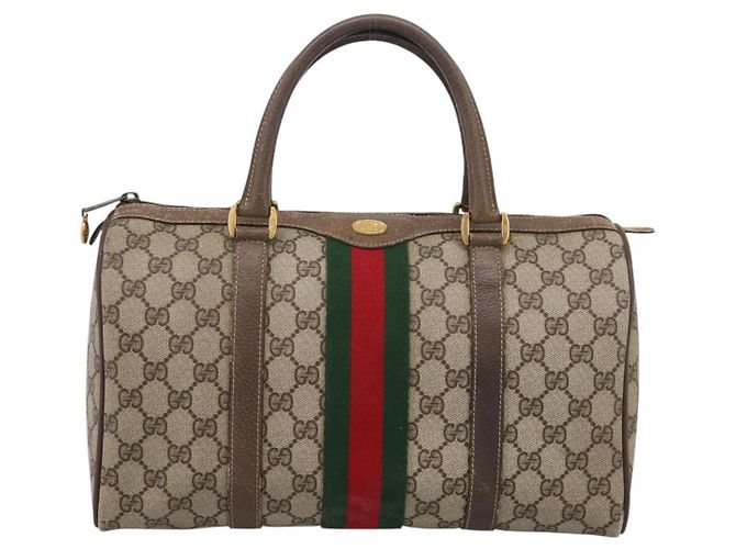 GUCCI GG Supreme Web Sherry Line Hand Bag PVC Beige Gold 40 02 007 - vista 13
