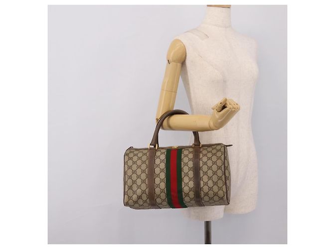 GUCCI GG Supreme Web Sherry Line Hand Bag PVC Beige Gold 40 02 007 - vista 22