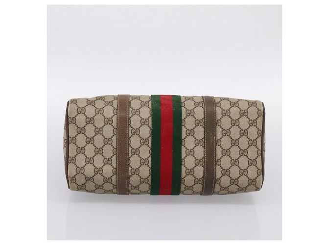 GUCCI GG Supreme Web Sherry Line Hand Bag PVC Beige Gold 40 02 007 - vista 5