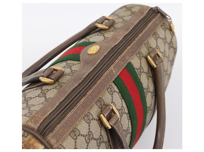 GUCCI GG Supreme Web Sherry Line Hand Bag PVC Beige Gold 40 02 007 - vista 6