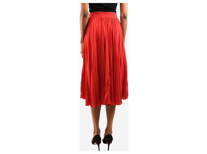 Gucci Falda midi plisada de seda roja - size UK 8 - vista 3