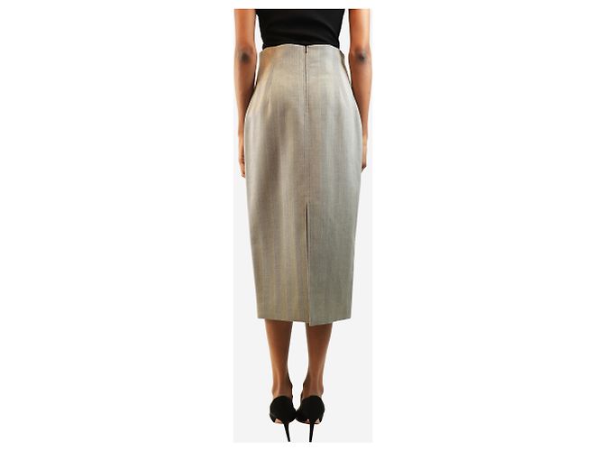 Autre Marque Falda midi de lana gris espiga - size UK 10 - vista 3