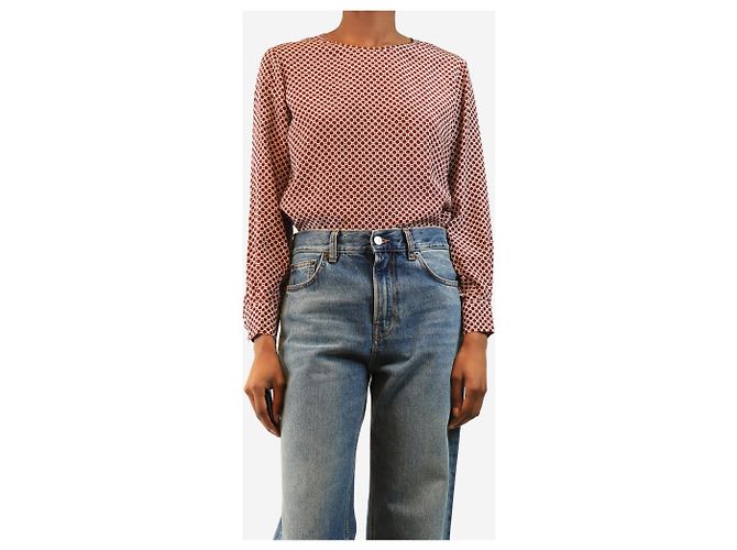 Stella Mc Cartney Blusa de seda estampada roja - size UK 4 - vista 3