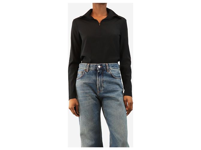 Red Valentino Top in seta nero con mezza zip - size UK 10 - vista 3