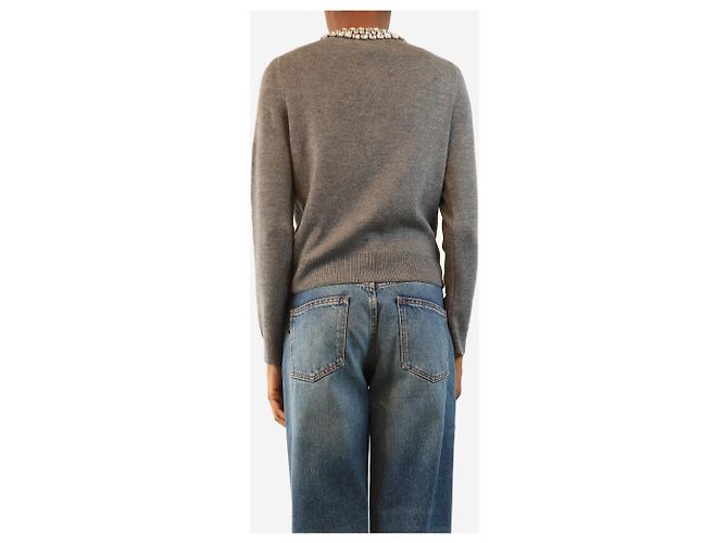 Veronica Beard Grauer Cardigan mit Schmucksteinen - Größe S - Ansicht 2