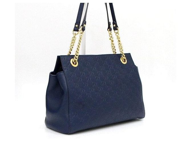 Borsa tote in pelle Blue Guccissima - vista 5