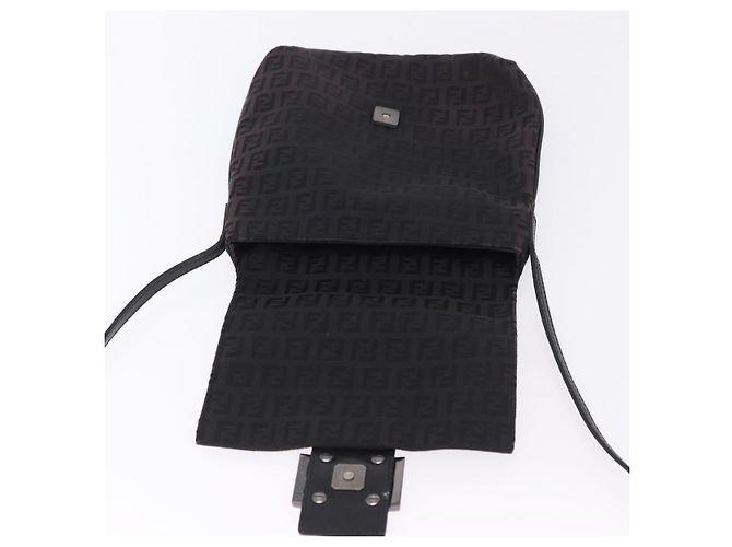 FENDI Zucchino Canvas Shoulder Bag Black Silver - vista 18