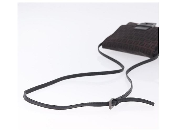 FENDI Zucchino Canvas Shoulder Bag Black Silver - vista 7