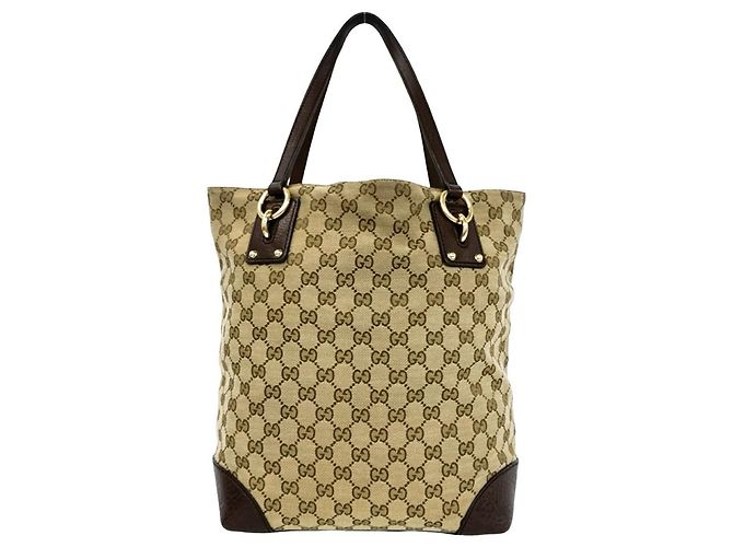 Gucci Tote Bag aus Canvas und Leder mit GG-Muster Braun Beige - Ansicht 3