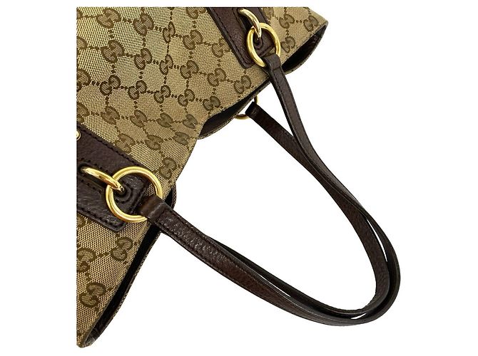 Gucci Tote Bag aus Canvas und Leder mit GG-Muster Braun Beige - Ansicht 4