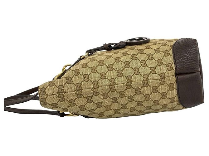 Gucci Tote Bag aus Canvas und Leder mit GG-Muster Braun Beige - Ansicht 5