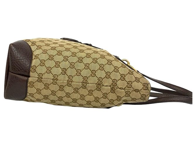 Gucci Tote Bag aus Canvas und Leder mit GG-Muster Braun Beige - Ansicht 6