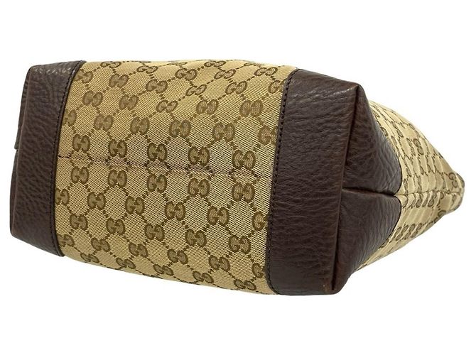 Gucci Tote Bag aus Canvas und Leder mit GG-Muster Braun Beige - Ansicht 8