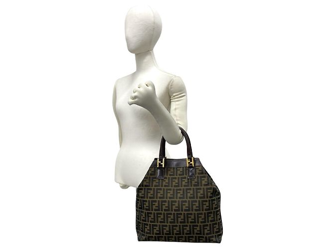 Fendi Anna Vintage Handtasche aus Canvas und Leder mit Zucca FF-Muster Braun - Ansicht 2