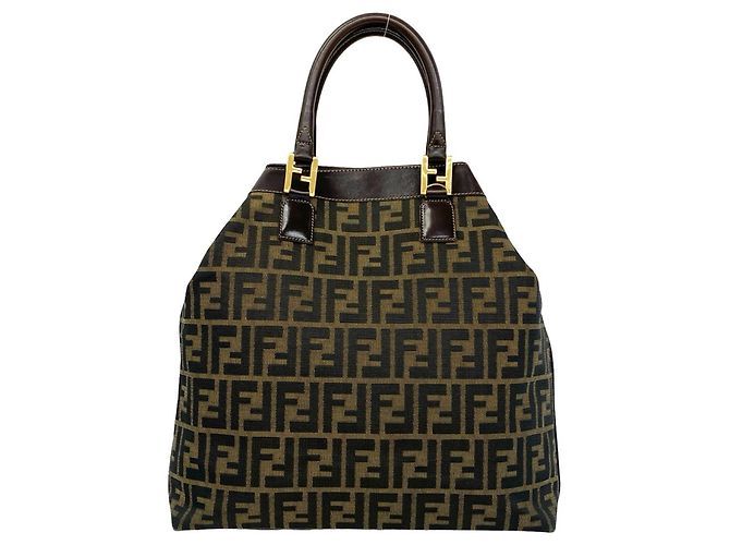 Fendi Anna Vintage Handtasche aus Canvas und Leder mit Zucca FF-Muster Braun - Ansicht 3