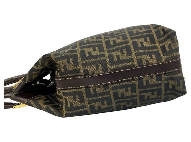 Fendi Anna Vintage Handtasche aus Canvas und Leder mit Zucca FF-Muster Braun - Ansicht 5