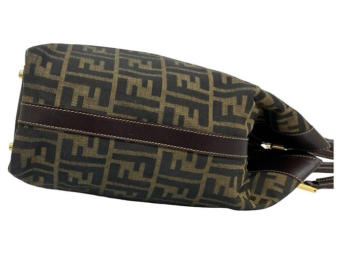 Fendi Anna Vintage Handtasche aus Canvas und Leder mit Zucca FF-Muster Braun - Ansicht 6