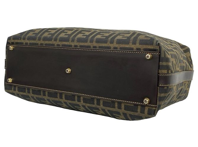 Fendi Anna Vintage Handtasche aus Canvas und Leder mit Zucca FF-Muster Braun - Ansicht 8