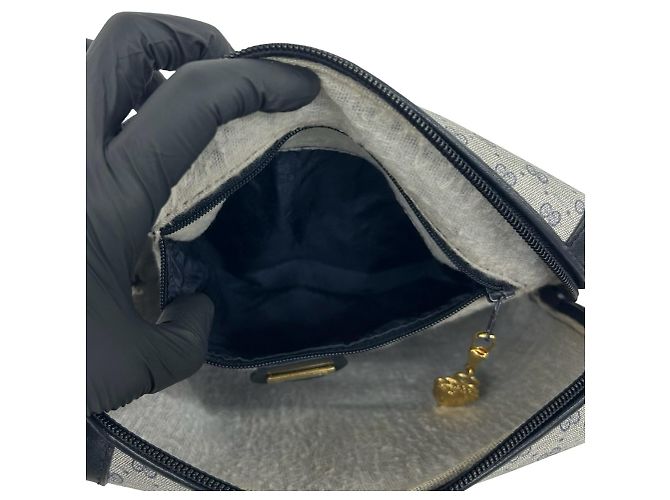 Borsa a tracolla mini e pochette in pelle GUCCI Old Gucci Micro GG Logo Pattern Blu navy - vista 10