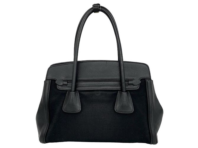 Prada Handtasche aus Saffiano-Leder und Canvas Schwarz - Ansicht 3