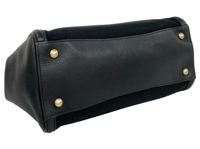 Prada Handtasche aus Saffiano-Leder und Canvas Schwarz - Ansicht 7