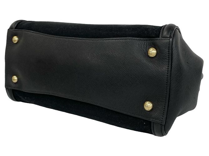 Prada Handtasche aus Saffiano-Leder und Canvas Schwarz - Ansicht 8