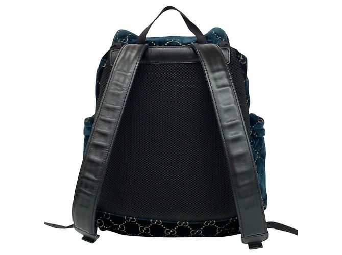 Zaino Gucci GG in pelle e velluto Nero Verde - vista 3