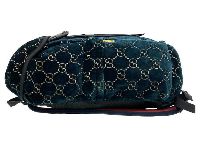 Zaino Gucci GG in pelle e velluto Nero Verde - vista 5
