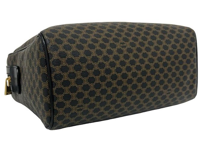 Céline Celine Vintage Macadam Blazon Pattern Handtasche Mini Boston Bag Braun Schwarz - Ansicht 7