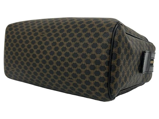 Céline Celine Vintage Macadam Blazon Pattern Handtasche Mini Boston Bag Braun Schwarz - Ansicht 8