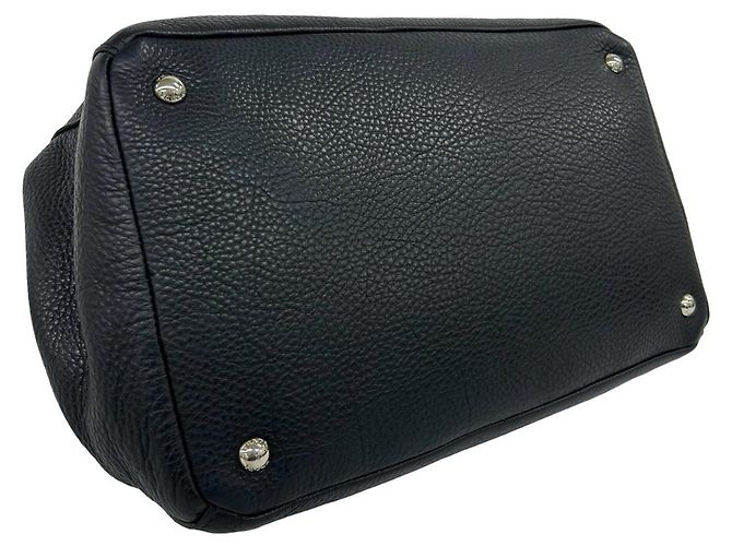 Prada Shopper-Tasche aus Vitello Daino Leder mit Dreiecks-Logo Schwarz - Ansicht 7