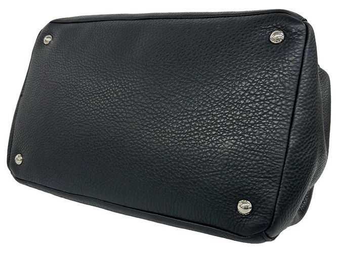 Prada Shopper-Tasche aus Vitello Daino Leder mit Dreiecks-Logo Schwarz - Ansicht 8