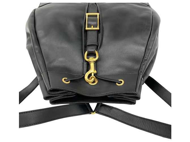 Gucci Vintage Logo Hardware Leather Drawstring Backpack Black - view 4