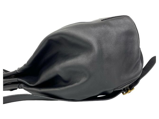 Gucci Vintage Logo Hardware Leather Drawstring Backpack Black - view 5