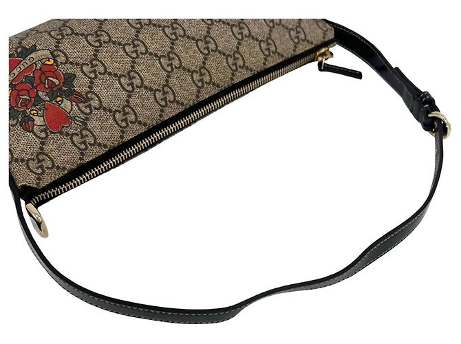 Gucci GG Supreme Pattern Heart Lederhandtasche Braun - Ansicht 4