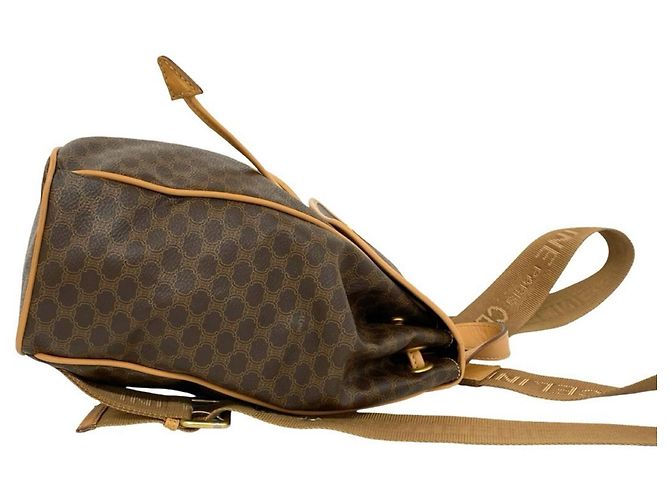 Céline Celine Vintage Macadam Pattern Leather Backpack Brown - view 6