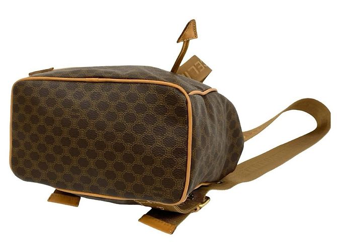 Céline Celine Vintage Macadam Pattern Leather Backpack Brown - view 8