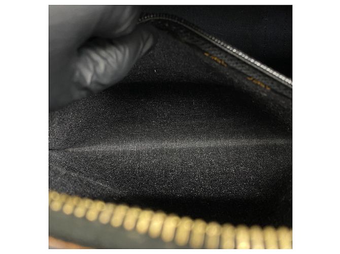 Céline Celine Vintage Macadam Blazon Pattern Leder Handtasche Mini Boston Bag Braun Schwarz - Ansicht 10
