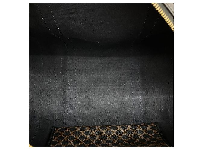 Céline Celine Vintage Macadam Blazon Pattern Leder Handtasche Mini Boston Bag Braun Schwarz - Ansicht 9