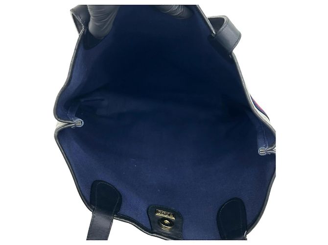 Gucci Old Sherry Line Micro GG Logo Tote Bag Rot Marineblau - Ansicht 9