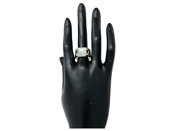 Ring Hermès Anel Faixa Hermes Medor Prata Branco - vista 2